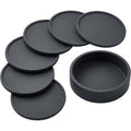 Nydealshop Round Silicone Coasters Set of 6 with Holder Charcoal - Product view